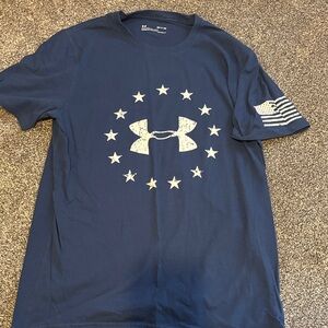 Under Armour Navy Short Sleeve Performance Tee with Distressed Logo and Stars
